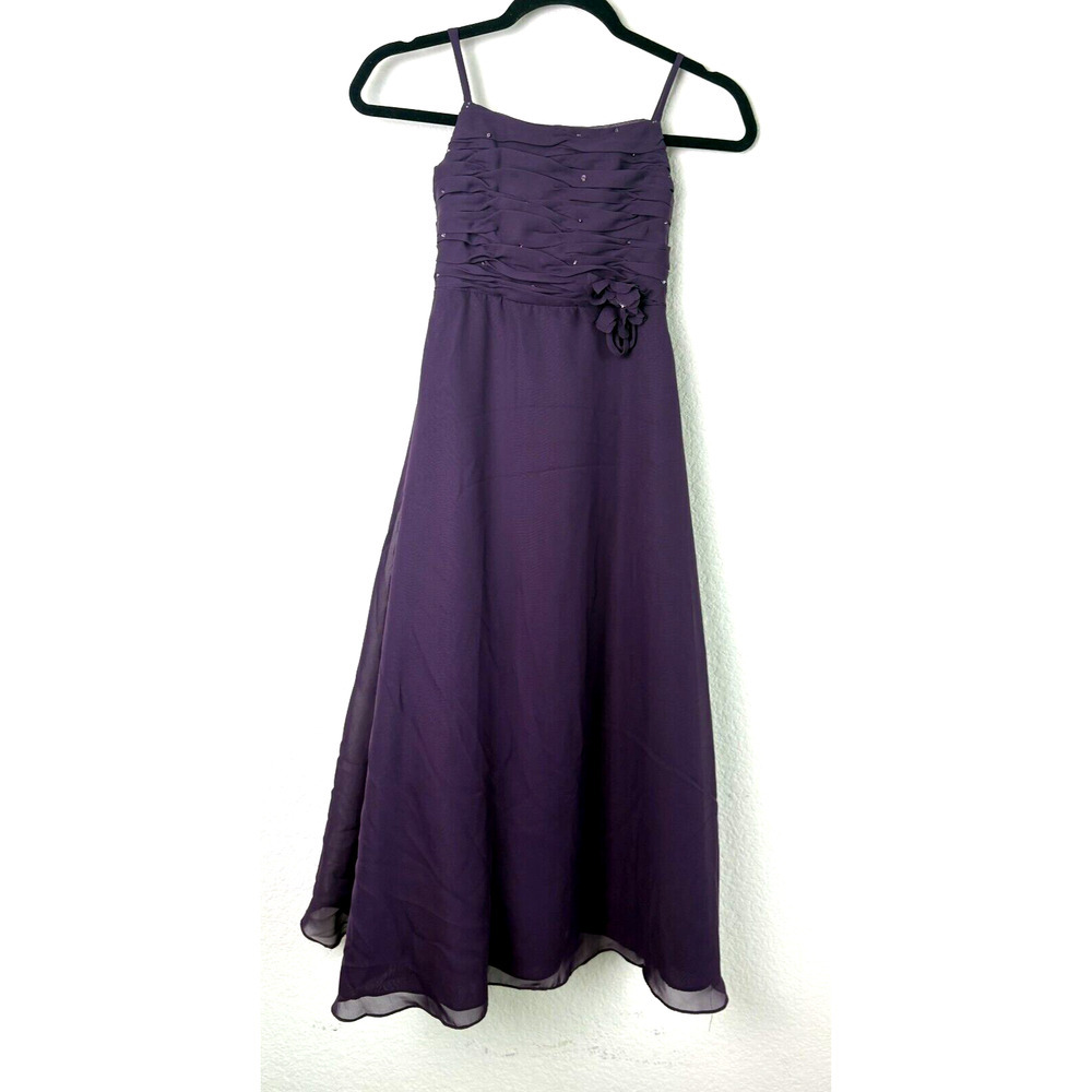 Forever Yours Dress Flower Girl Size 8 Color Plum Purple Bridesmaid Rhinestones